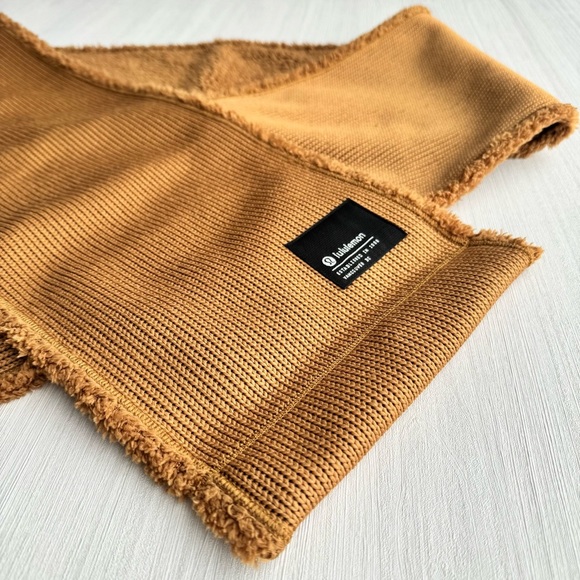 LULULEMON Customizable Snap Skinny Fleece Scarf OS Camel Brown Gorpcore Casual - Picture 8 of 16